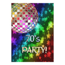 les années 70 invitation avec la boule de disco et