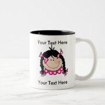 Les cheveux noirs tressent la tasse - personnalisa