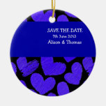 Les coeurs bleu-foncé ornement "font gagner date"