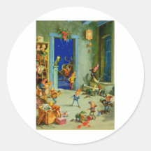 Les elfes de Père Noël dans son atelier le réveill Autocollants
