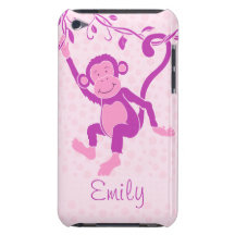 Les filles monkey la caisse nommée pourpre et rose coque iPod Case-Mate 