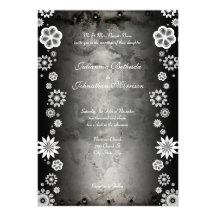 Les fleurs blanches sur un noir/gris ont affligé l invitations personnalisées