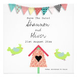 Les oiseaux et la volière lunatiques mignons font  invitations personnalisées
