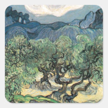 Les oliviers, Vincent van Gogh Autocollants Carrés