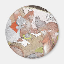 Les petits animaux de région boisée partagent un f magnets