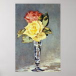 Les roses roses dans un vase, Edouard Manet fleuri Posters