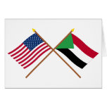 Les USA et drapeaux croisés par Soudan Carte
