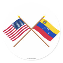 Les USA et drapeaux croisés par Venezuela