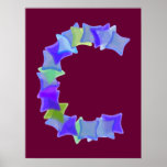 Lettre C, carrés bleus de mosaïque de seaglass Poster