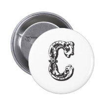 Lettre C de monogramme dans le noir Badge Avec Épingle