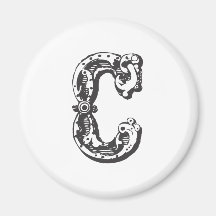 Lettre C de monogramme dans le noir Aimants Pour Réfrigérateur