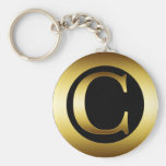 LETTRE C DE MONOGRAMME D'OR PORTE-CLEFS