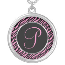 Lettre de fantaisie P d'impression rose de zèbre Bijouterie Fantaisie