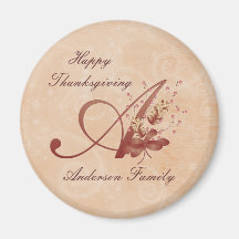 Lettre de monogramme de thanksgiving un aimant