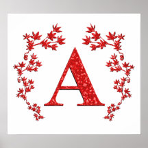 Lettre de monogramme qu'un rouge laisse posters