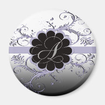 Lettre de monogramme une violette aimants pour réfrigérateur