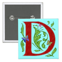 Lettre décorative D de monogramme Badges