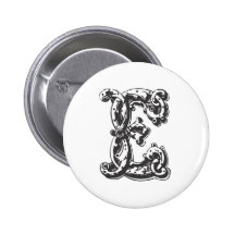 Lettre E de monogramme dans le noir Pin's Avec Agrafe