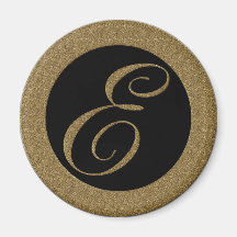 LETTRE E DE MONOGRAMME D'OR MAGNETS POUR RÉFRIGÉRATEUR