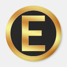 Lettre E de monogramme d'or Magnets