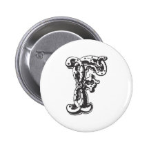 Lettre F de monogramme dans le noir Badges Avec Agrafe