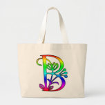 LETTRE FLORALE COLORÉE B DE MONOGRAMME SAC DE TOILE
