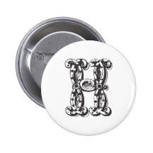 Lettre H de monogramme dans le noir Pin's Avec Agrafe