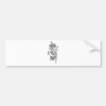 Lettre initiale florale vintage noire du monogramm adhésif pour voiture