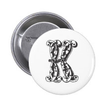 Lettre K de monogramme dans le noir Badges Avec Agrafe