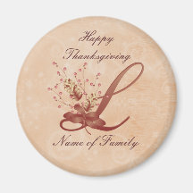 Lettre L aimant de monogramme de thanksgiving