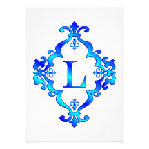 Lettre L bleu Cartons D'invitation