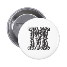Lettre M de monogramme dans le noir Pin's Avec Agrafe