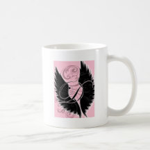 Lettre noire noire du monogramme D d'aile Mugs