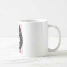 Lettre noire noire du monogramme J d'aile Tasse À Café