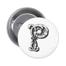 Lettre P de monogramme dans le noir Badge