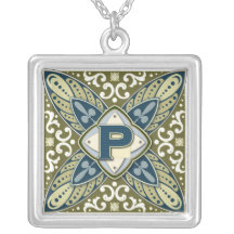 Lettre P de monogramme d'intaille Colliers Personnalisés