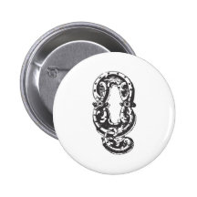 Lettre Q de monogramme dans le noir Badges Avec Agrafe