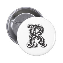 Lettre R de monogramme dans le noir Badges