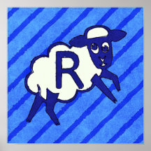 Lettre R de monogramme de moutons Posters