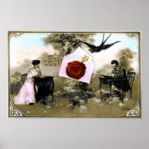 LETTRE ROMANTIQUE DE VALENTINE, JOINT ROUGE DE CIR AFFICHES