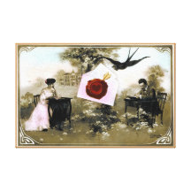 LETTRE ROMANTIQUE DE VALENTINE, JOINT ROUGE DE CIR IMPRESSION SUR TOILE