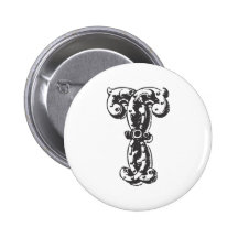 Lettre T de monogramme dans le noir Badge Avec Épingle