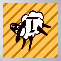 Lettre T de monogramme de moutons Affiche