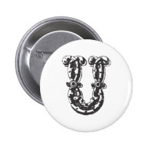 Lettre U de monogramme dans le noir Pin's