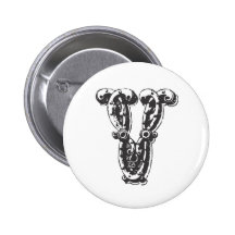 Lettre V de monogramme dans le noir Pin's Avec Agrafe