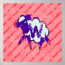 Lettre W de monogramme de moutons Affiche