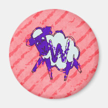 Lettre W de monogramme de moutons Aimants Pour Réfrigérateur