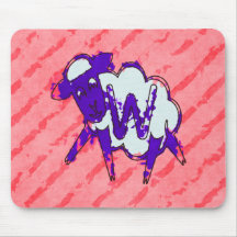 Lettre W de monogramme de moutons Tapis De Souris