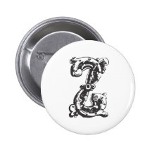 Lettre Z de monogramme dans le noir Badge Avec Épingle
