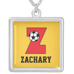Lettre Z en rouge du football Pendentifs Personnalisés